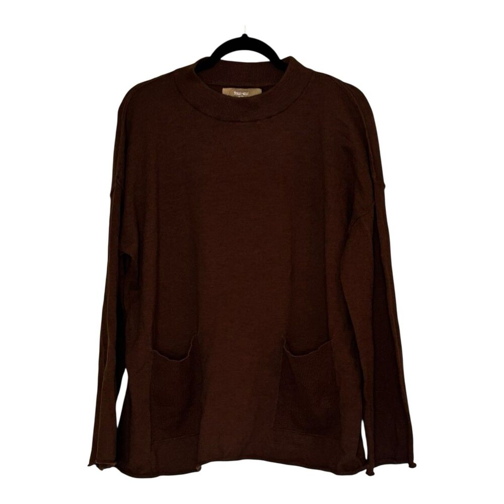 Free People Free-est Pullover Sweater Brown “Carafe” Patch Pockets Size XS NWT